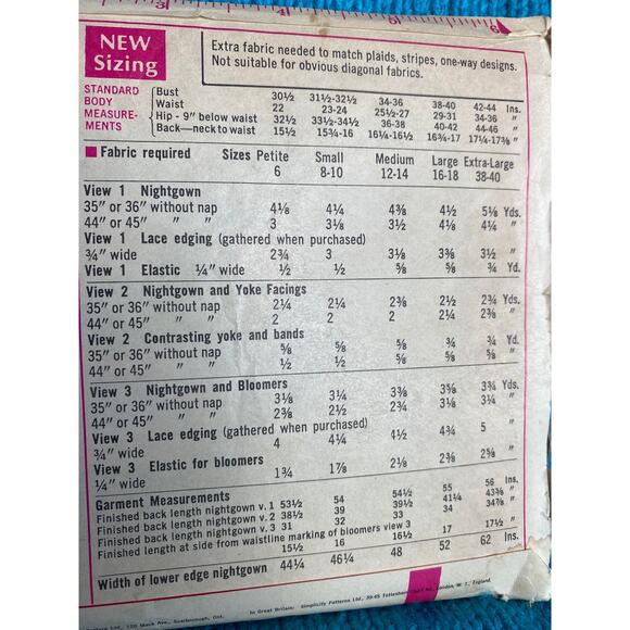 Simplicity 7910 Sewing pattern nightgown nighty long short 1960s size 16 bust 38 - Picture 5 of 5